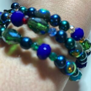 Celestial Navy Blue Handmade Wrap Beaded Bracelet